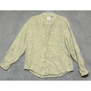 Baird McNutt Murano Green Linen Roll Cuff Long Sleeve Button Up‎ Shirt Womens  L